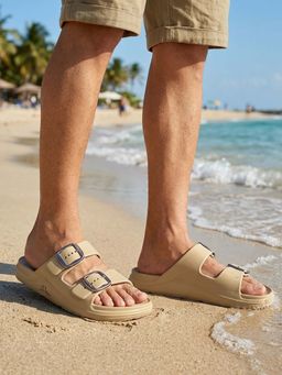 Carlton London - Men Beige Dual-Strap Comfort Sandals