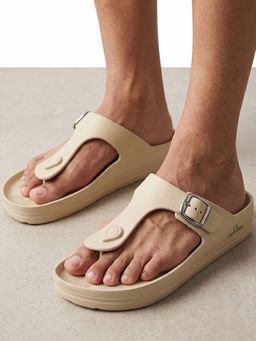 Carlton London - Men Beige Adjustable Buckle Sandals
