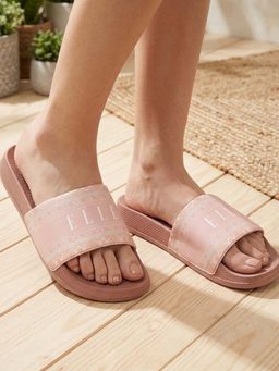 ELLE - Women Pink Bohemian Patterned Comfort Sliders