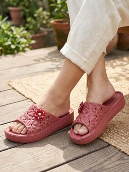 Iconics - Women Pink Flora Sliders