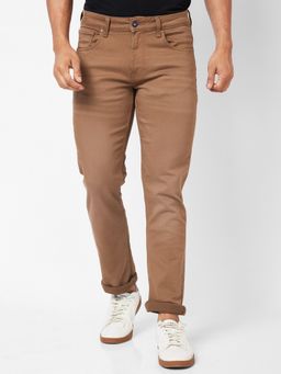 Spykar - Mid-Rise Regular Fit Brown Jeans for Men