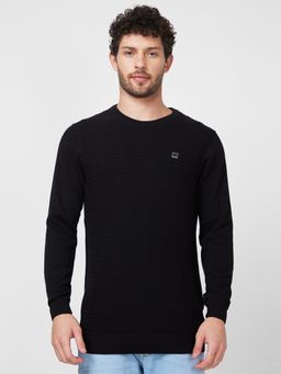Spykar - Full Sleeves Black Sweater for Men