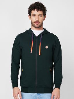 Spykar - Hooded Full Sleeves Green Sweatshirt for Men