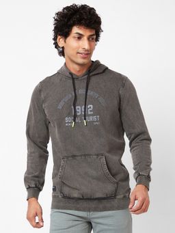 Spykar - Collarless Full Sleeves Grey Sweatshirt for Men