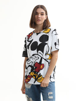 ONLY - X Mickey White Printed Cotton T-Shirt