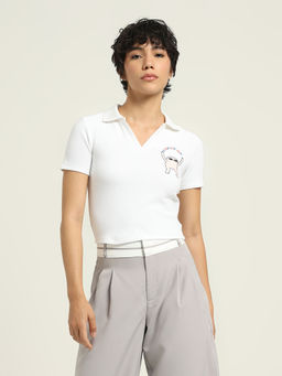 ONLY - Ketnipz White Printed Polo T-shirt