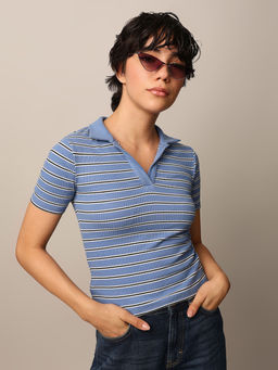 ONLY - Striped Polo T-Shirt
