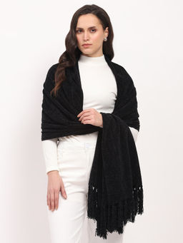 Global Republic - Polyester Solid Stole for Women -Black