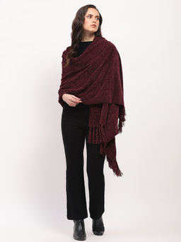 Global Republic - Polyester Solid Stole For Women - Wine