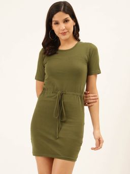 Trend Arrest - Olive Solid Dress
