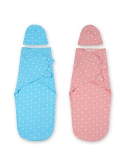 The Mom Store - Baby Swaddle Combo- Blue & Pink Star