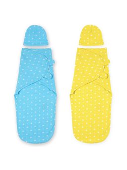 The Mom Store - Baby Swaddle Combo- Blue & Yellow Star