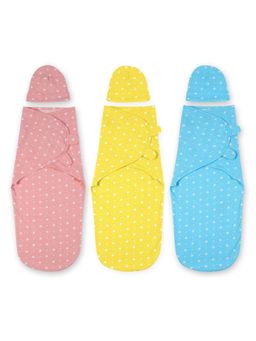 The Mom Store - Baby Swaddle Combo- Blue, Pink & Yellow Star