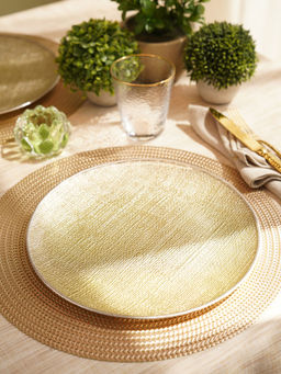 Pure Home + Living - Pack of 2 Beige Fabric Textured Dinner Plates