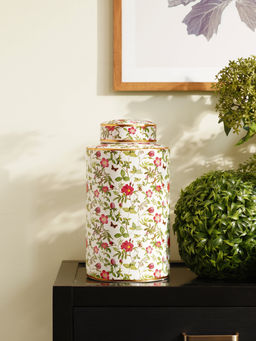 Pure Home + Living - Floral Print Ceramic Canister Multi-Color