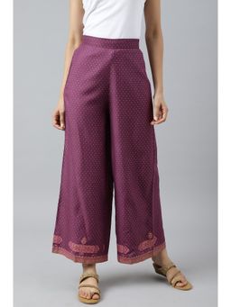 W - Orchid Purple Rayon Printed Parallel Pants
