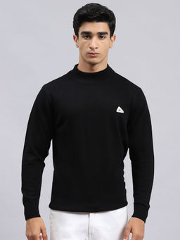 Monte Carlo - Mens Solid Black High Neck Full Sleeves Sweater