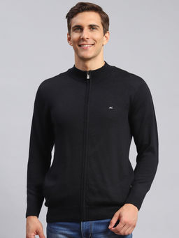 Monte Carlo - Mens Solid Black High Neck Full Sleeves Sweater