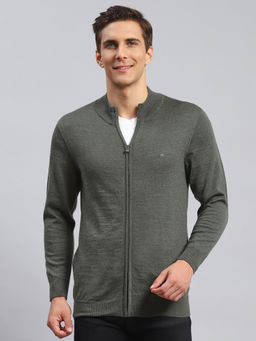 Monte Carlo - Mens Solid Olive High Neck Full Sleeves Sweater
