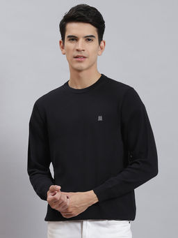 Monte Carlo - Mens Solid Black Round Neck Full Sleeves Sweater