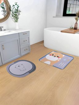 Savya Home - Grey Diatom Mud Oval Bathroom Non-Slip Mat