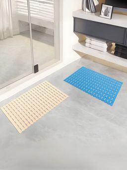 Savya Home - PVC Bathroom Non-Slip Mat Blue & Beige (Pack of 2)