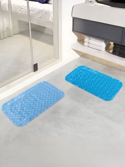 Savya Home - PVC Bathroom Non-Slip Mat Dark Blue & Light Blue (Pack of 2)