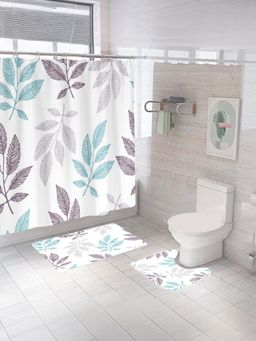 Encasa Homes - Shower Multi-Color Curtain & Bathmat (Set of 3)