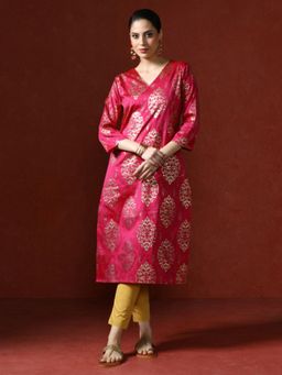 Jaipur Kurti - Printed Design Straight Pink Kurta