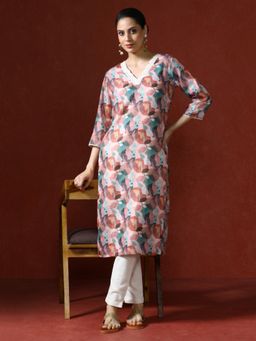 Jaipur Kurti - Floral Printed Straight Multi Color Kurta