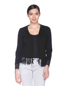 Club York - Women Black Solid Acrylic Shrug