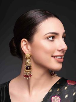 PANASH - Red Brass Drop Earrings