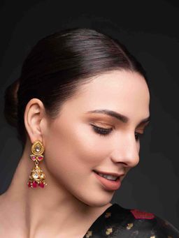 PANASH - Red Brass Jhumka Earrings