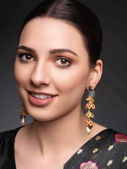 PANASH - Multi-Color Brass Drop Earrings