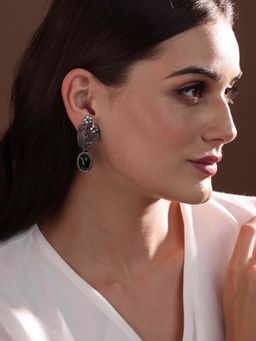 PANASH - Green Brass Drop Earrings