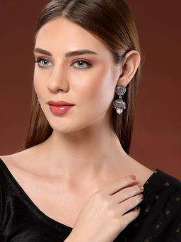 PANASH - Red Brass Jhumka Earrings