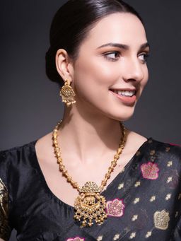 PANASH - White Brass Necklace with Earrings (Set of 2)