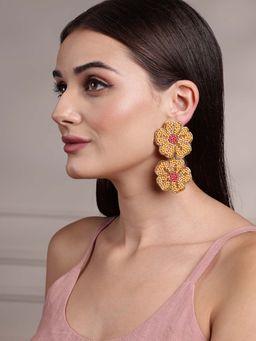 PANASH - Multi-Color Brass Drop Earrings