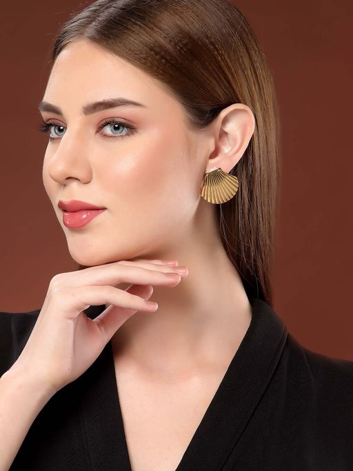 PANASH Gold Brass Stud Earrings
