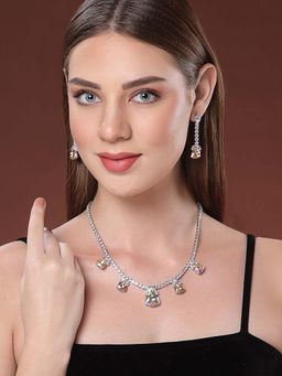 PANASH - Yellow Brass Necklace with Earrings (Set of 2)