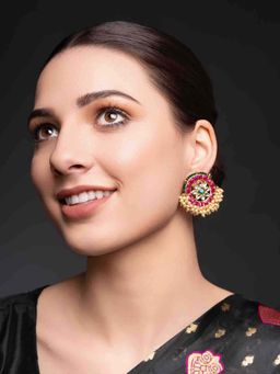 PANASH - Multi-Color Brass Drop Earrings