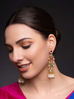 PANASH - Multi-Color Brass Jhumka Earrings