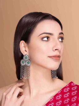 PANASH - Green Brass Drop Earrings