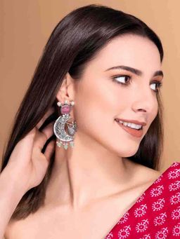 PANASH - Pink Brass Drop Earrings