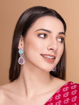 PANASH - Multi-Color Brass Drop Earrings