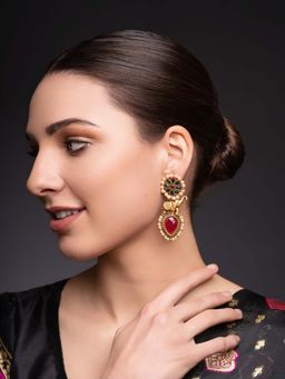 PANASH - Multi-Color Brass Drop Earrings