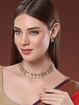 PANASH - Multi-Color Brass Necklace with Earrings (Set of 2)