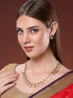 PANASH - Multi-Color Brass Necklace with Earrings (Set of 2)