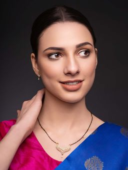 PANASH - White Brass Mangalsutra with Earrings (Set of 2)