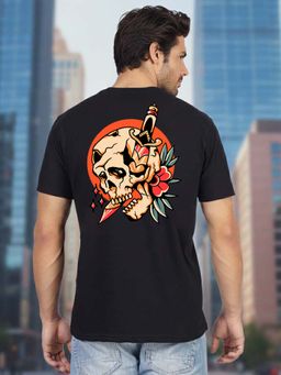 Greylongg - Black Graphic Round Neck T-Shirt